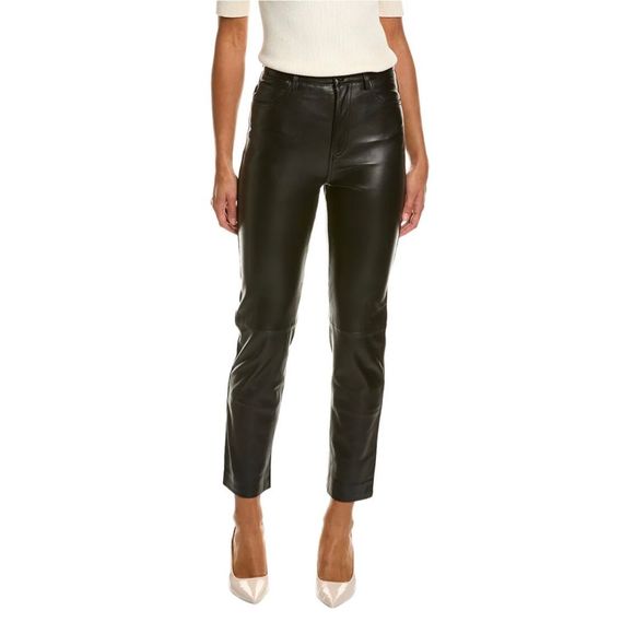 NWOT Sandro Five Pocket Leather Pant Black Size 36